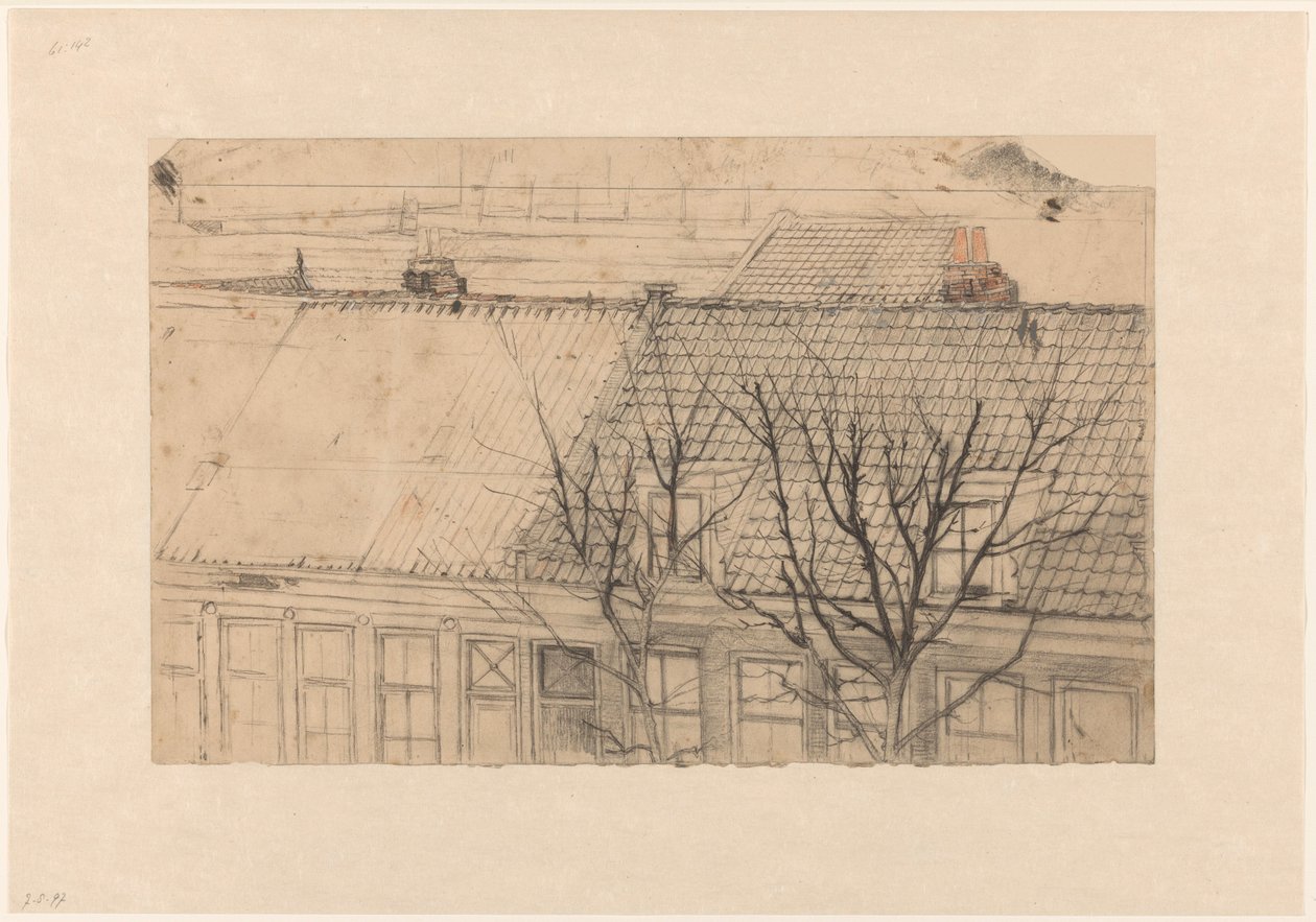 Veduta dei tetti della Vondelkade (Overtoom), verso la Constantijn Huygensstraat, con vista sul Pesthuis da Cornelis Gerardus 