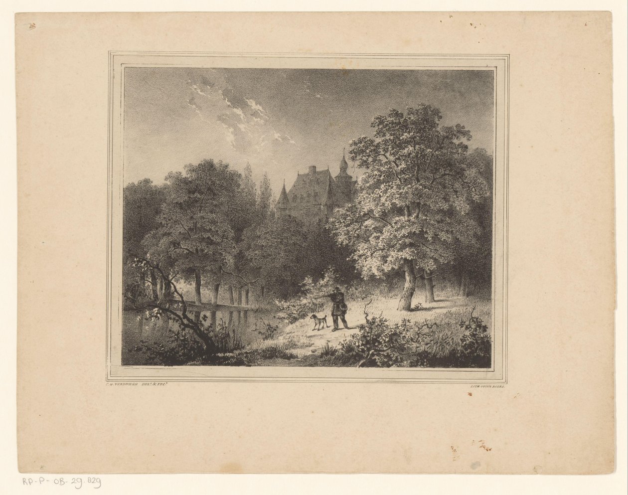Cacciatore in un bosco da Cornelis Gerrit Verburgh