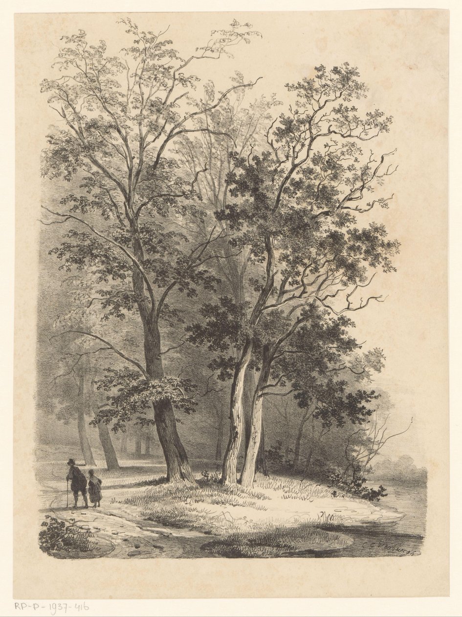 Due figure che passeggiano in un bosco da Cornelis Gerrit Verburgh