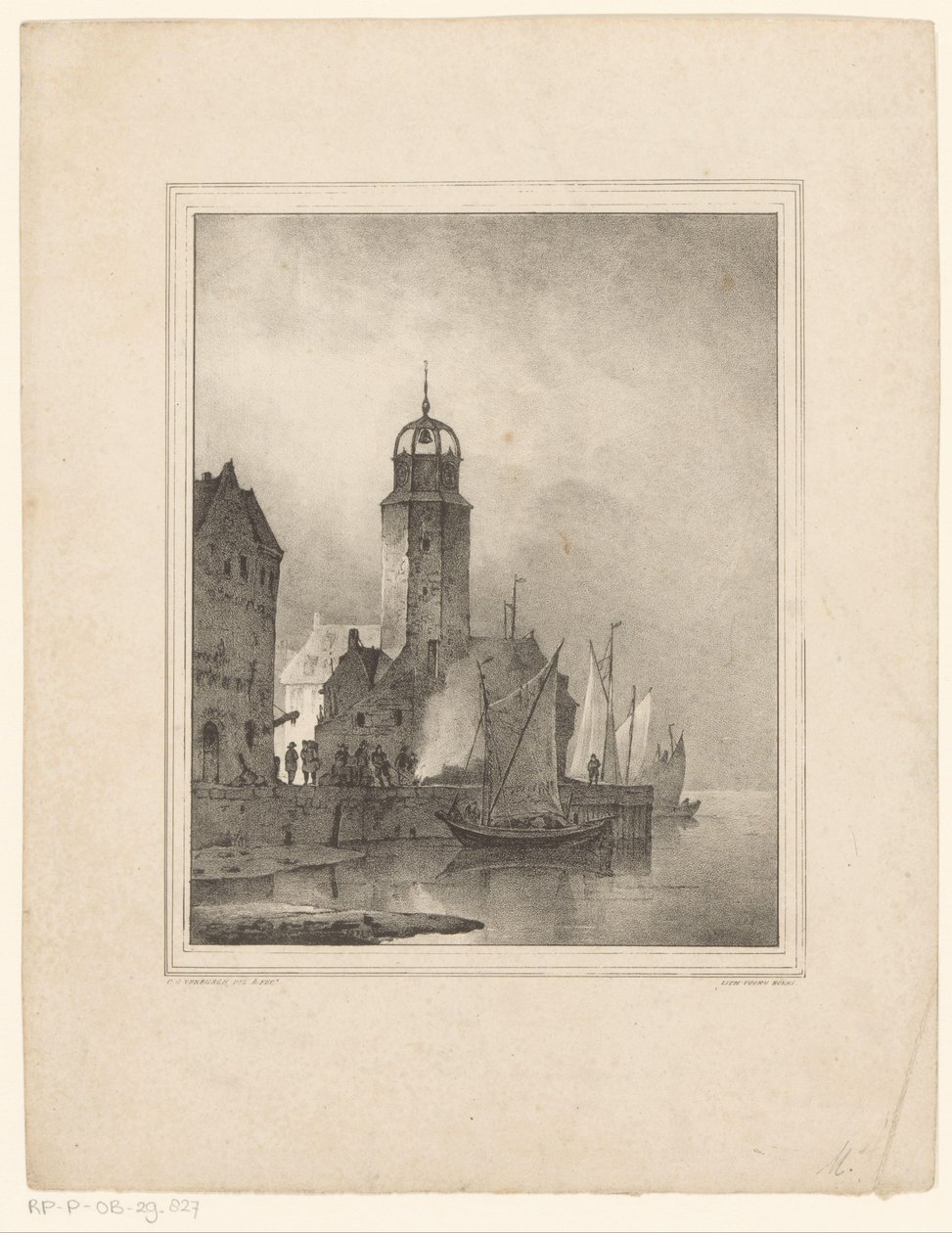 Barche a vela che attraccano in città da Cornelis Gerrit Verburgh