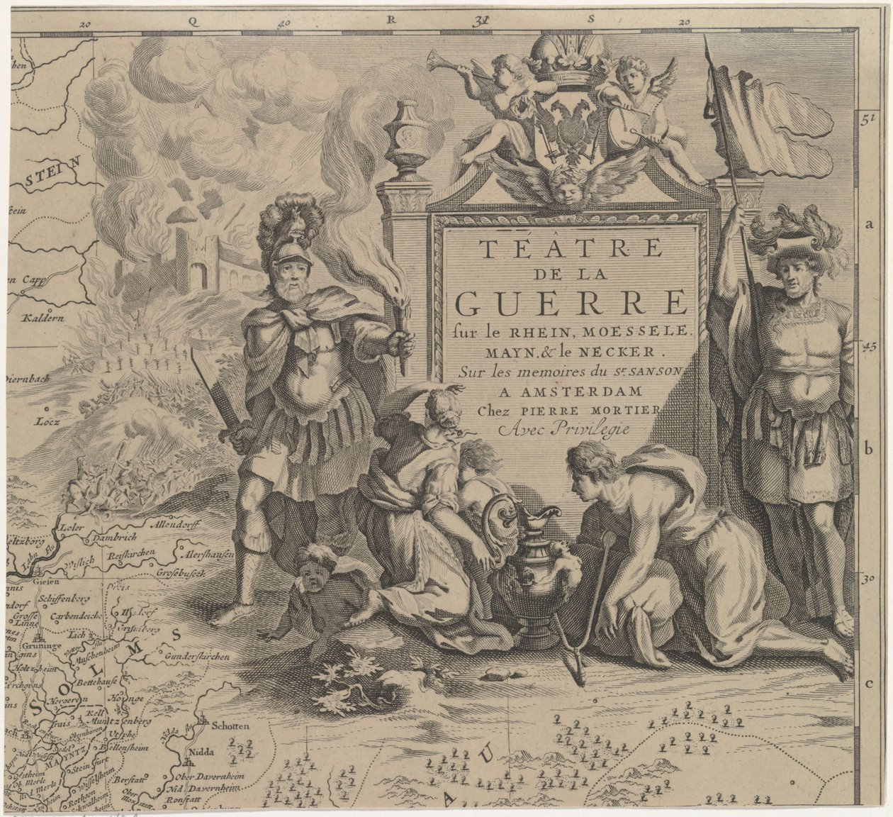 Mappa della regione di Solms tra Marburgo e Francoforte sul Meno in Germania (foglio in alto a destra) da Cornelis Huyberts