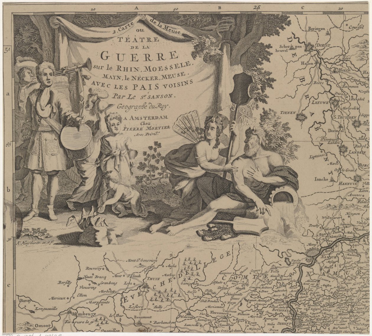 Carta della regione a est e sud di Bruxelles e della contea di Namur da Cornelis Huyberts