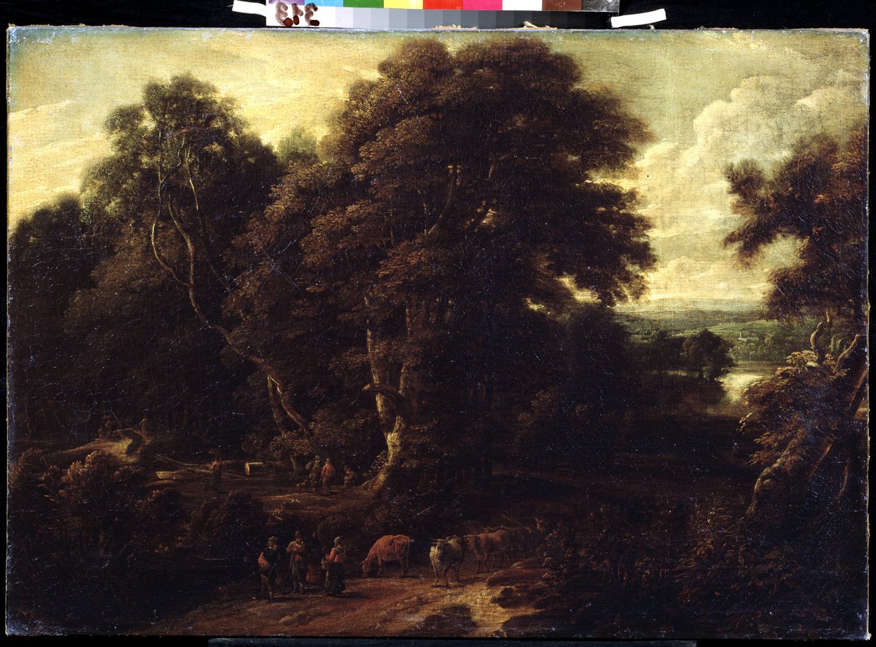 Paesaggio delle Fiandre con gregge di mucche da Cornelis Huysmans