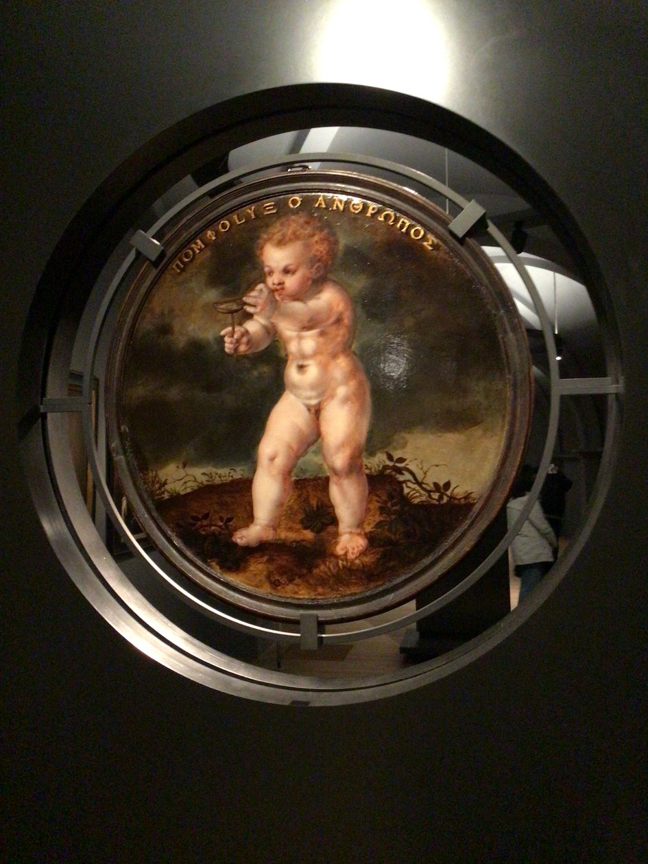 Ritratto di Adam Wachendorff, con un putto che soffia le bolle di sapone da Cornelis Ketel