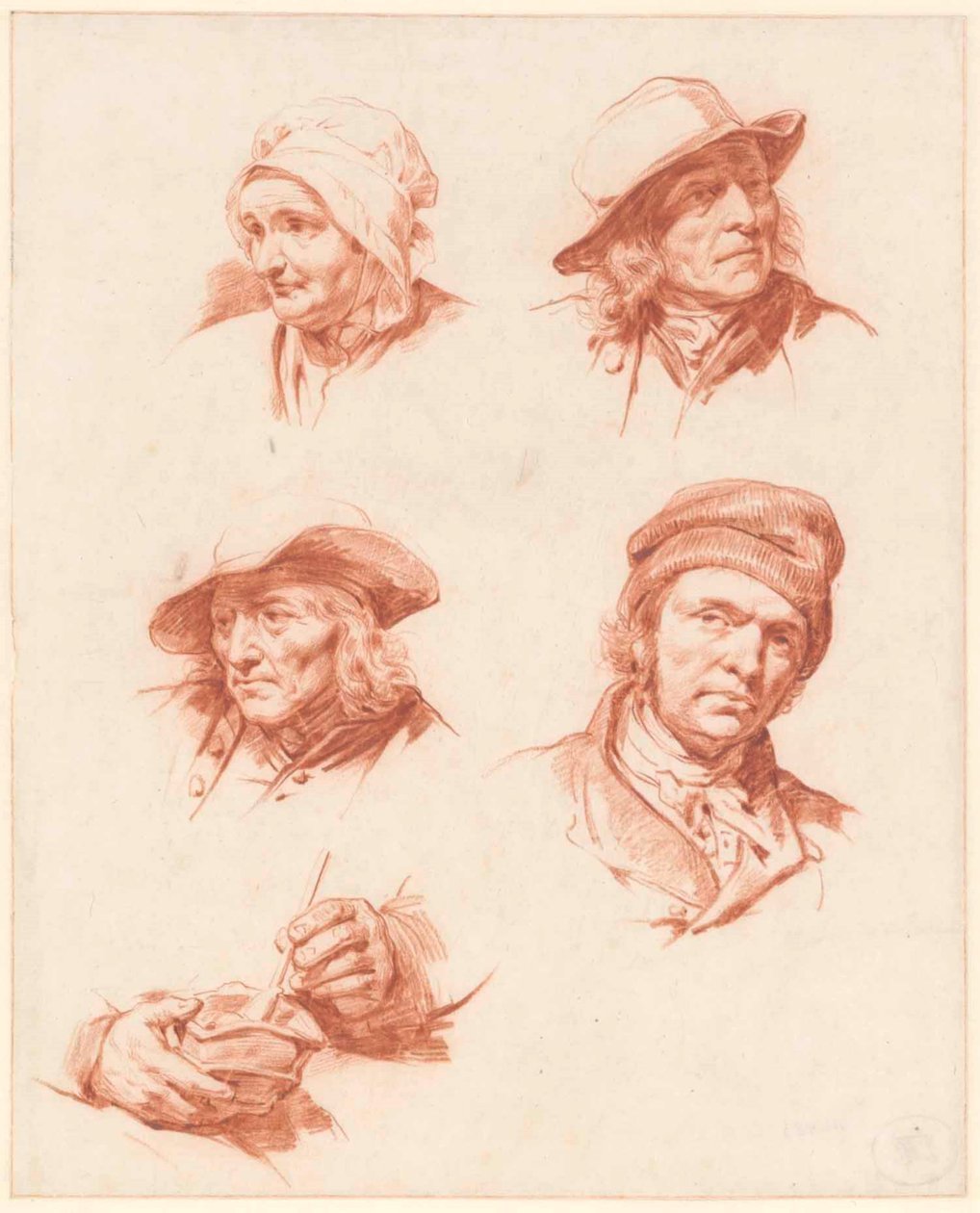 Un foglio di studi con teste da Cornelis Kruseman