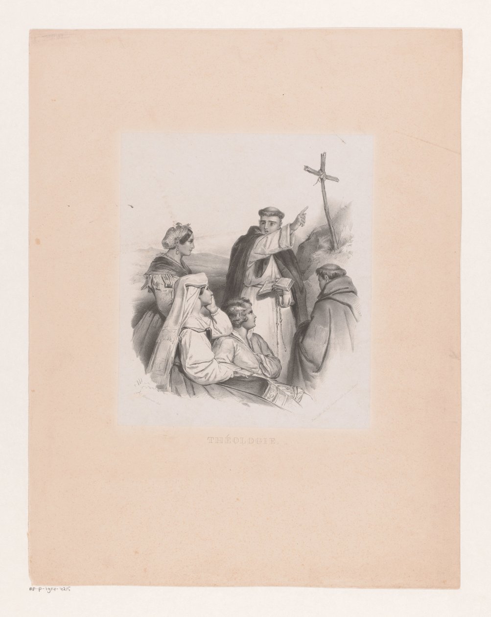 Compagnia e monaci presso una croce da Cornelis Kruseman
