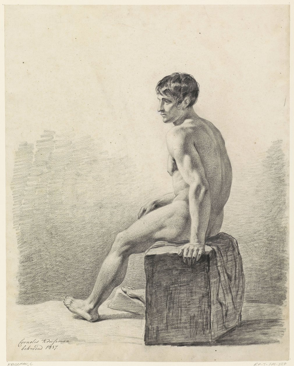 Nudo maschile seduto da Cornelis Kruseman