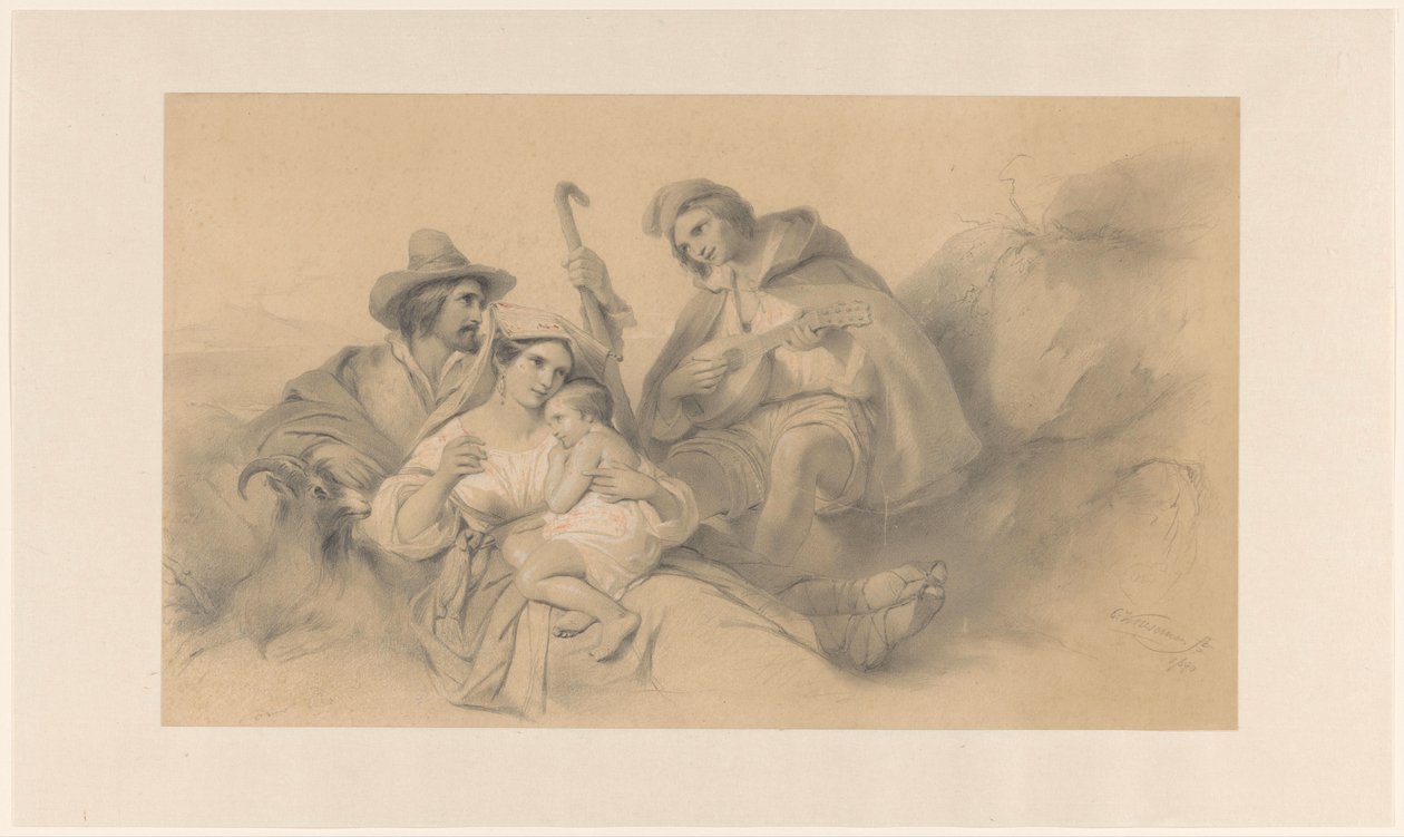 Contadini a riposo da Cornelis Kruseman