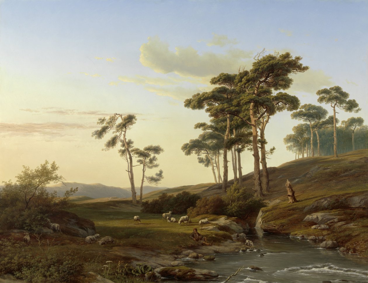 Atmosfera serale con pastore da Cornelis Lieste (signed by artist)