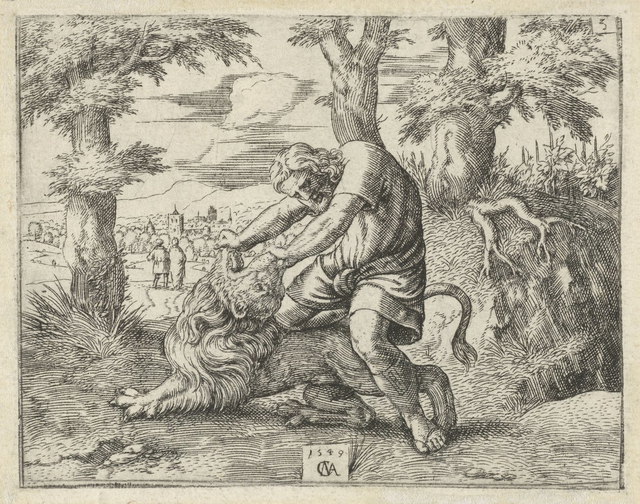 Sansone uccide il leone (Geschiedenis van Simson) da Cornelis Massijs