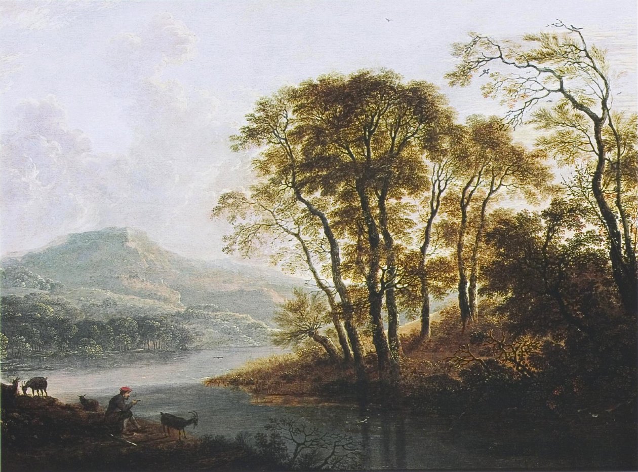Olandese: Paesaggio fluviale boscoso con capra Paesaggio fluviale boscoso con capra da Cornelis Matthieu