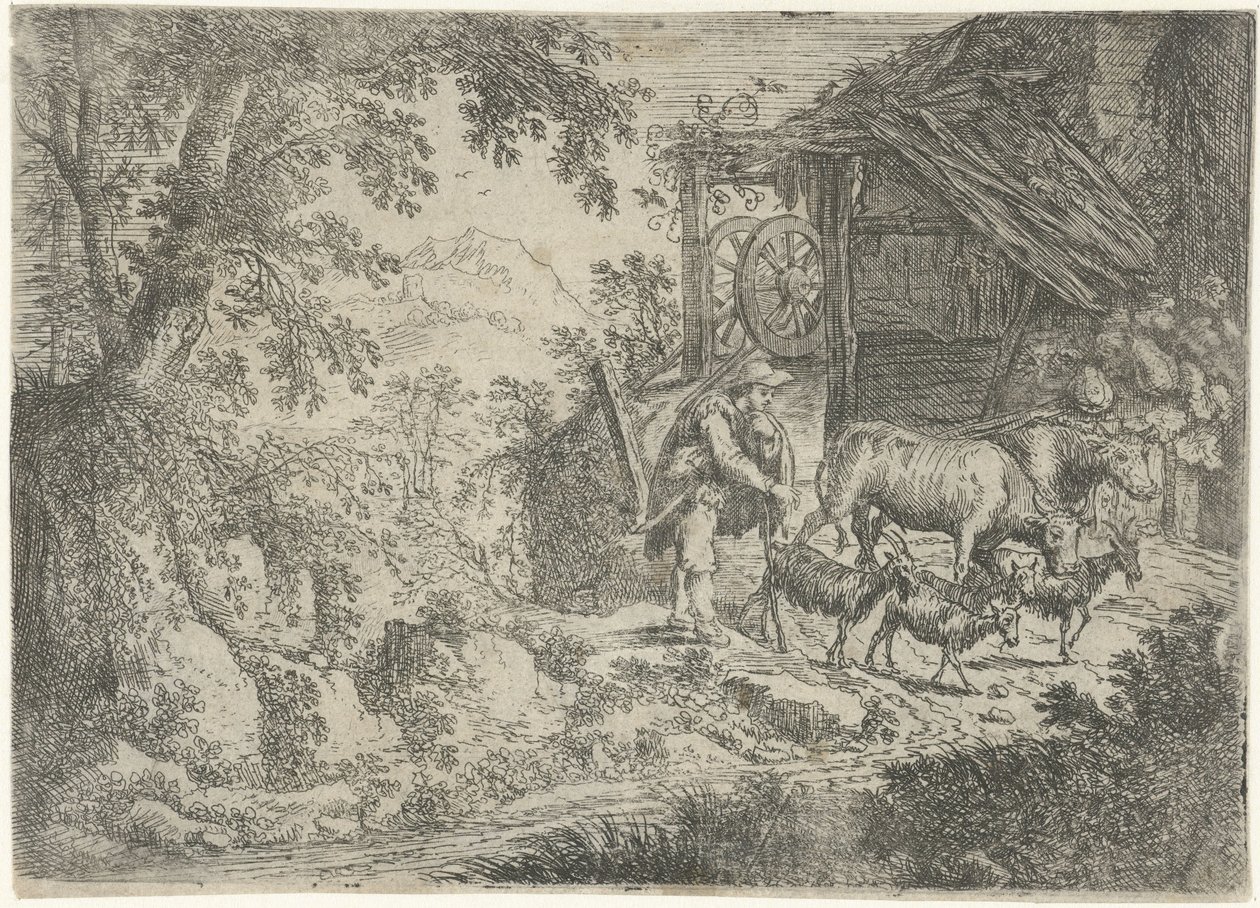 Pastore con capre e mucche da Cornelis Matthieu