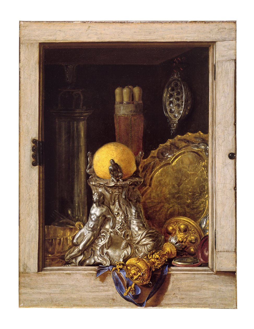 Argenteria in un Armadio Aperto da Cornelis Norbertus Gysbrechts