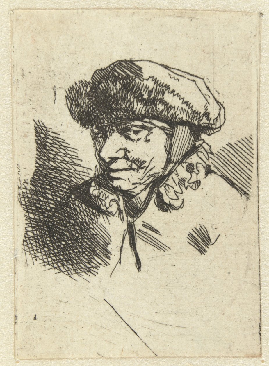 Vecchia donna con cappello di pelliccia da Cornelis Pietersz. Bega