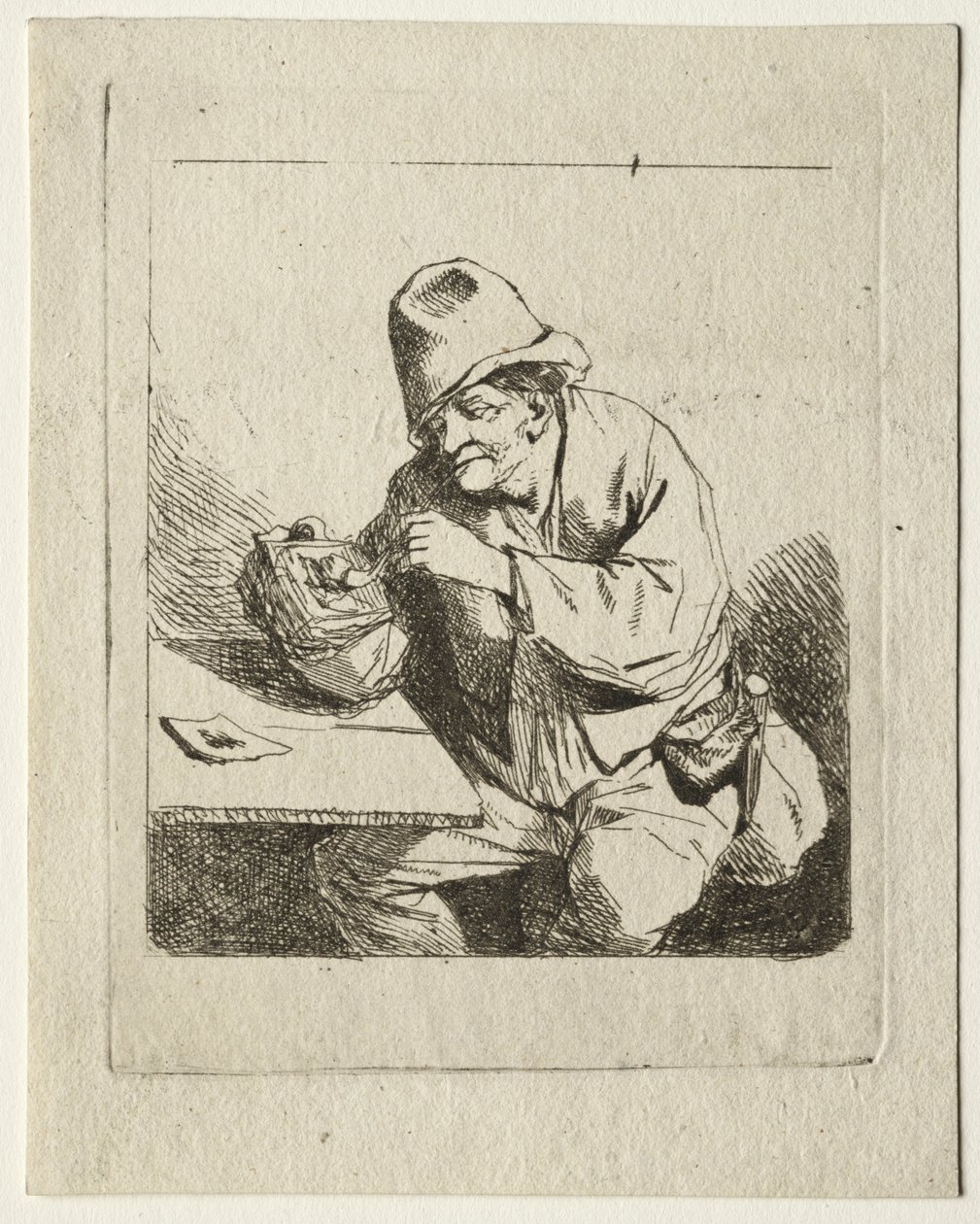 Contadino che accende la sua pipa, metà 1600 da Cornelis Pietersz Bega
