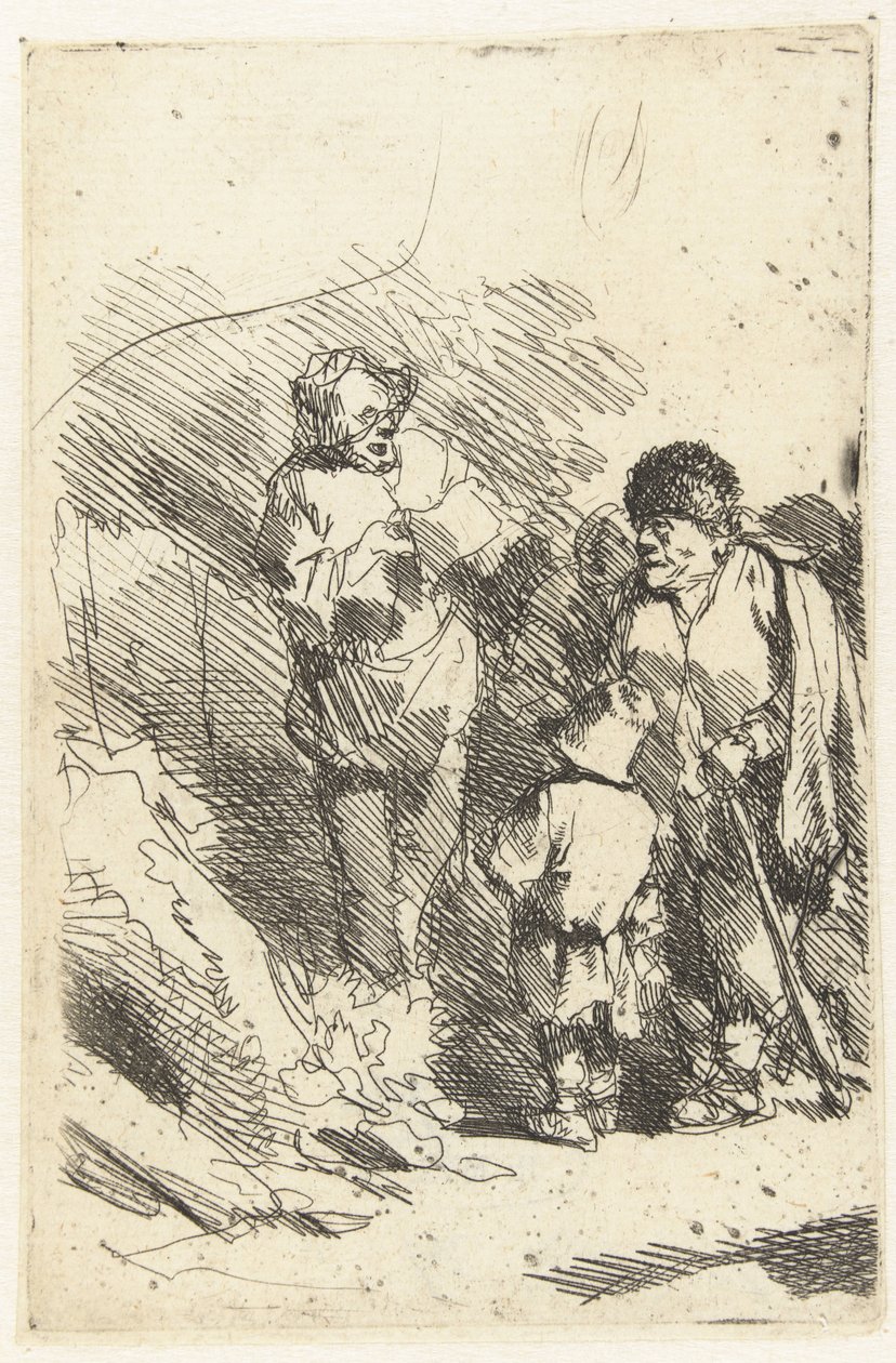 Uomo che canta e pubblico che ascolta, tra cui un bambino e un uomo da Cornelis Pietersz. Bega