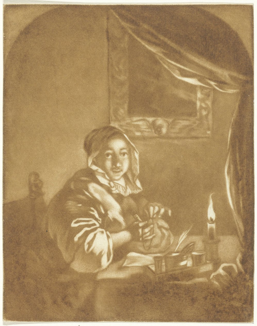 Dama alla luce di una candela da Cornelis Ploos van Amstel (signed by artist)