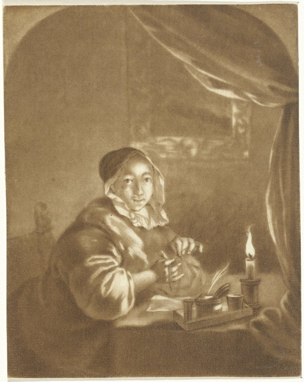 Dama alla luce della candela da Cornelis Ploos van Amstel (signed by artist)