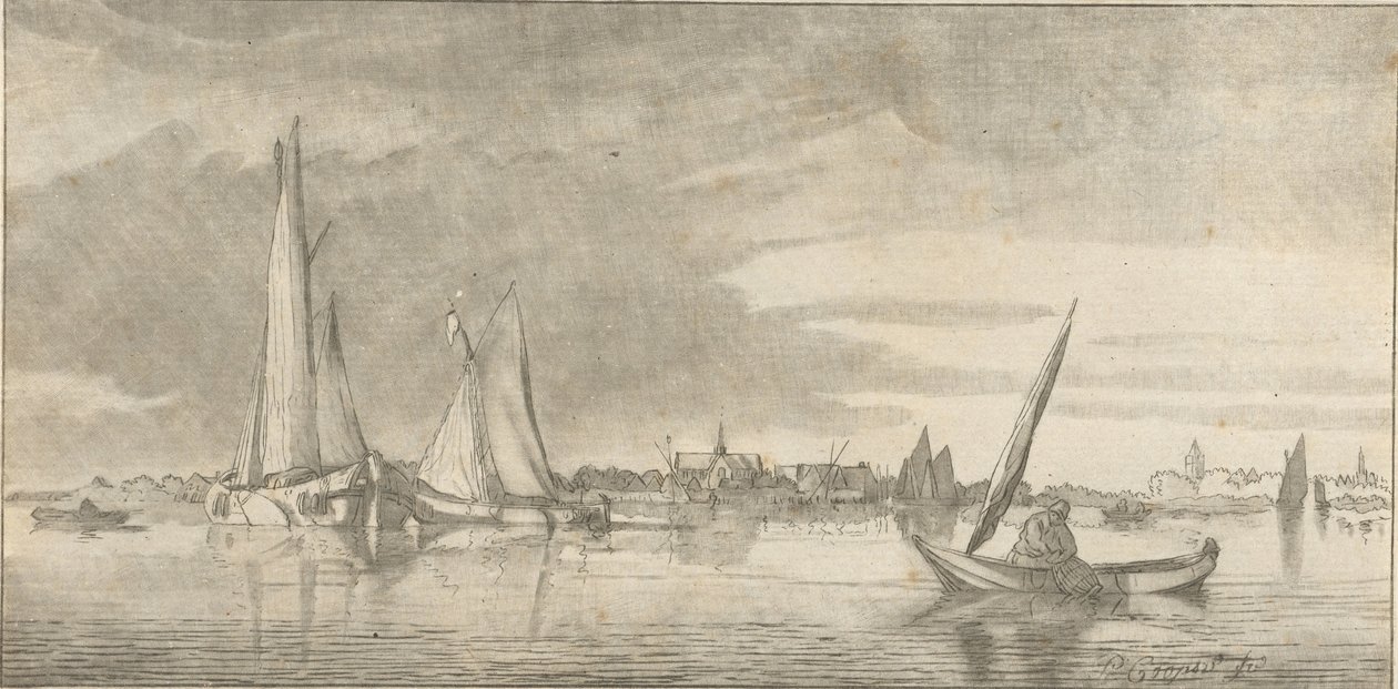 Veduta del fiume da Cornelis Ploos van Amstel (signed by artist)