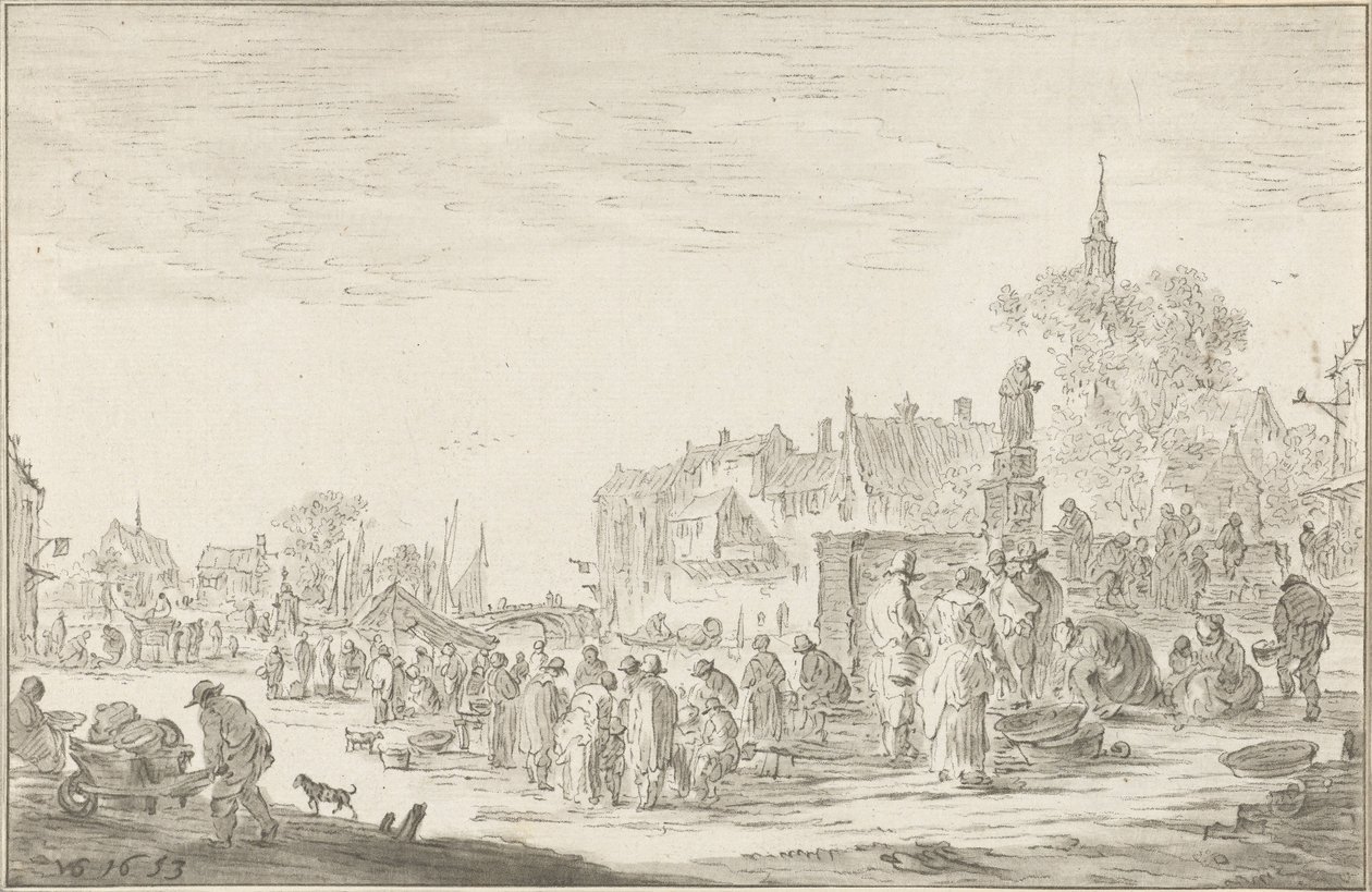 Mercato del pesce da Cornelis Ploos van Amstel (signed by artist)