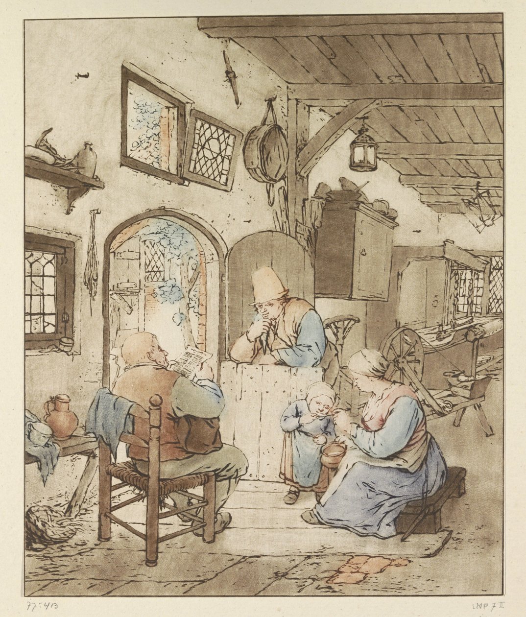 Lettore di giornale in interni da Cornelis Ploos van Amstel