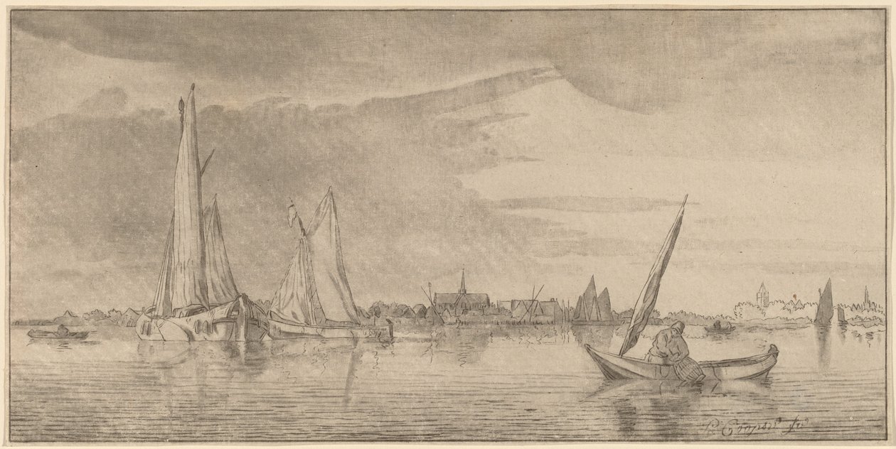 Fiume con città da Cornelis Ploos van Amstel