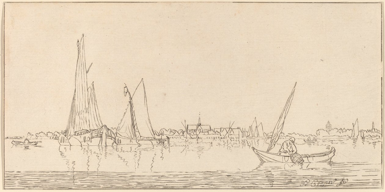 Fiume con Città da Cornelis Ploos van Amstel