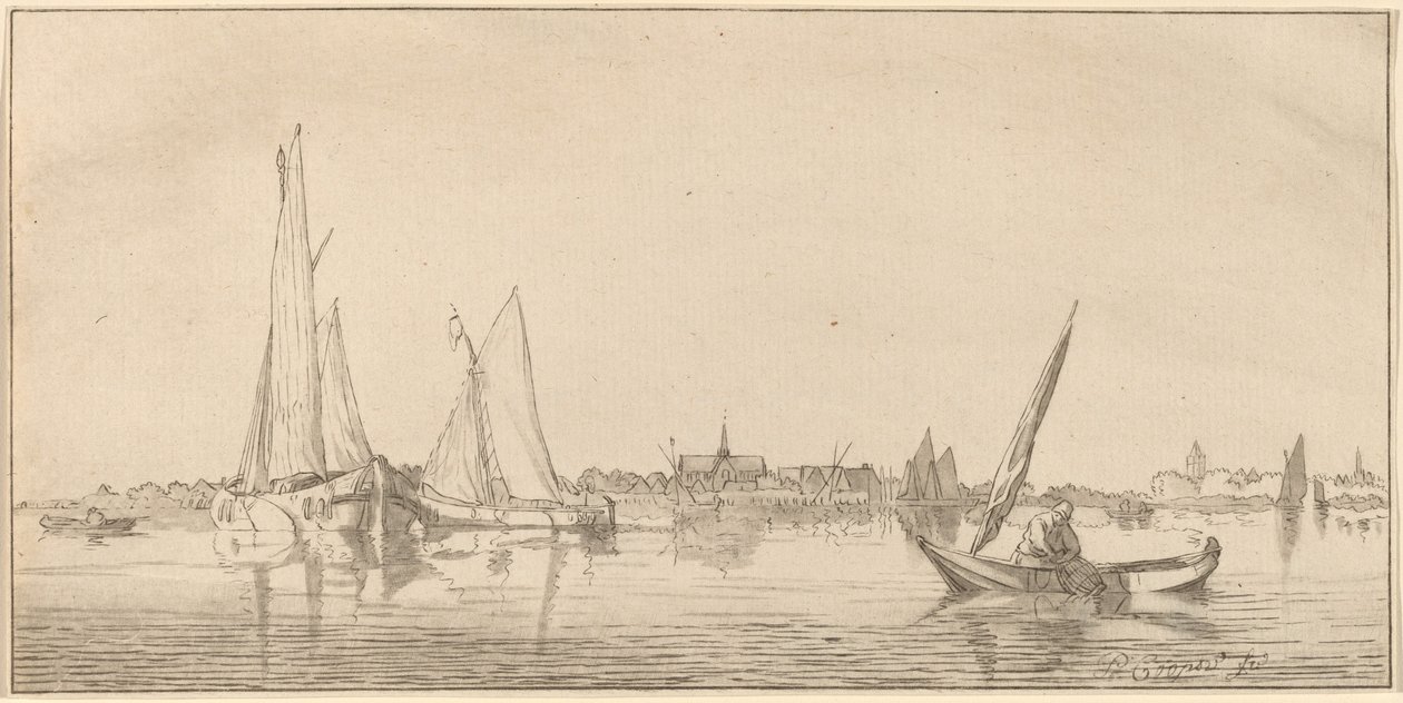 Fiume con Città da Cornelis Ploos van Amstel