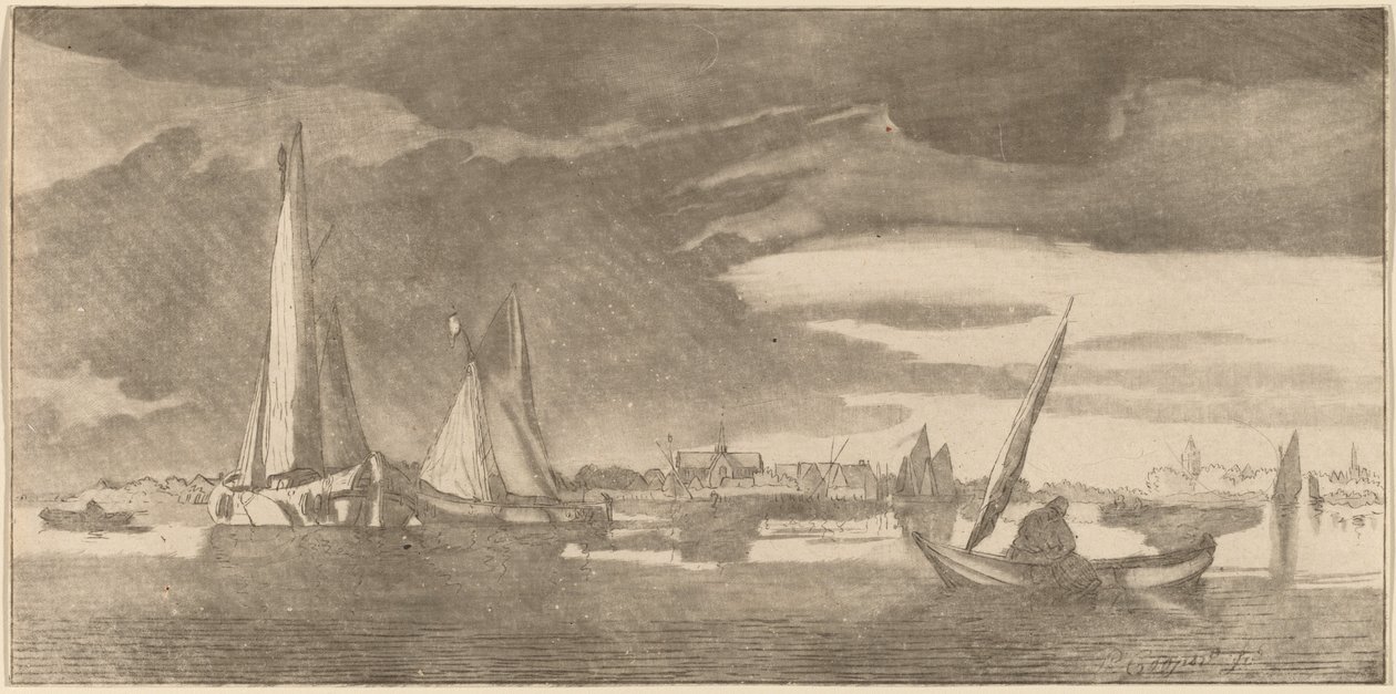 Fiume con città da Cornelis Ploos van Amstel