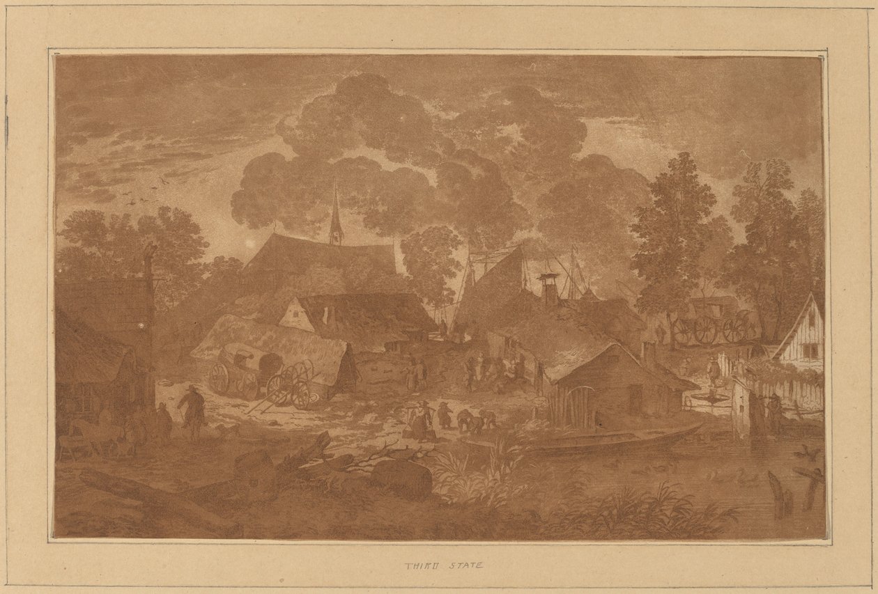 Villaggio con stagno da Cornelis Ploos van Amstel