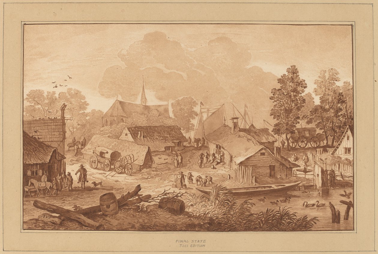 Villaggio con stagno da Cornelis Ploos van Amstel