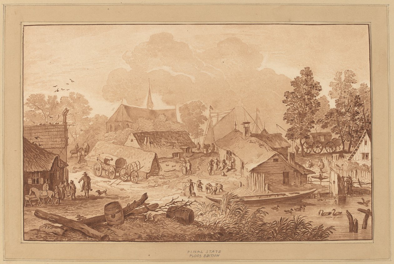 Villaggio con stagno da Cornelis Ploos van Amstel