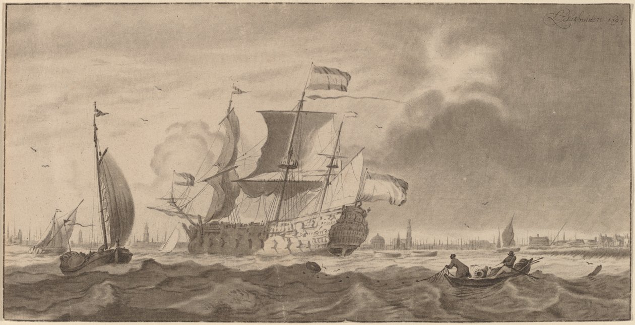 Nave da guerra nello Y, 1768 da Cornelis Ploos van Amstel