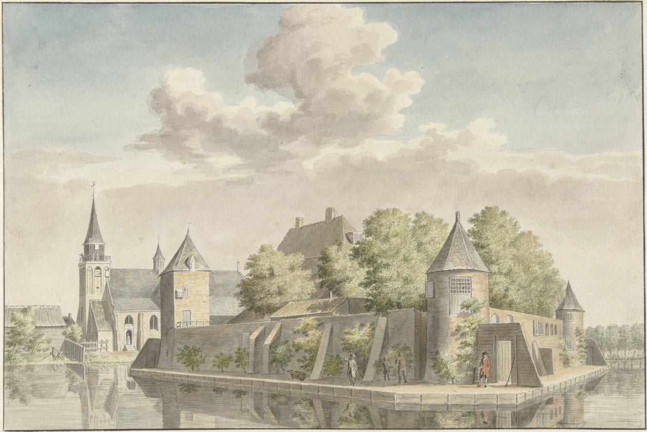 Il cortile di Putten e la chiesa di Geervliet da Cornelis Pronk (possibly)