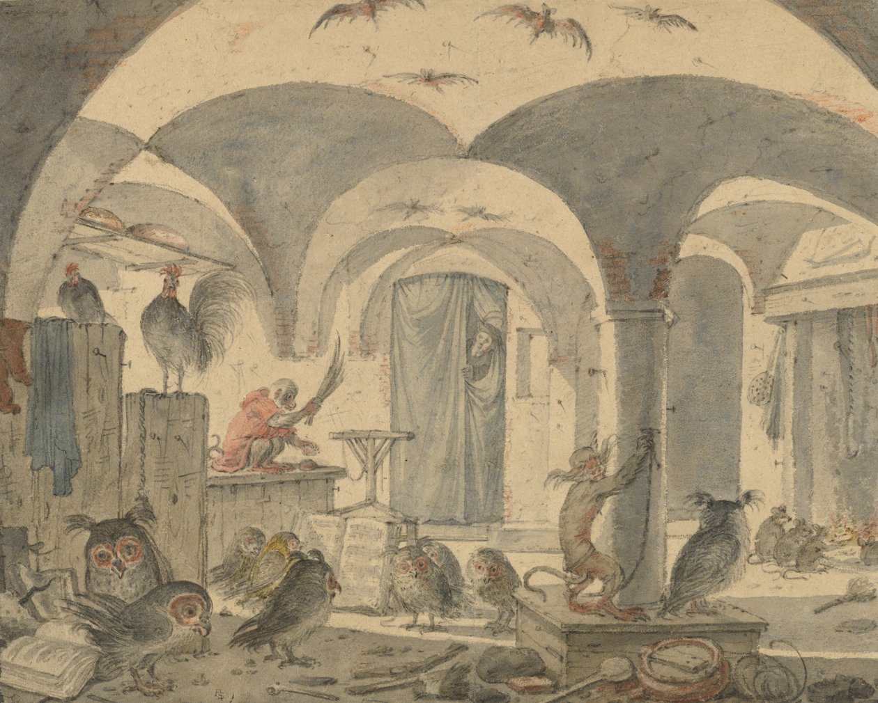 Una cantina incantata con animali da Cornelis Saftleven