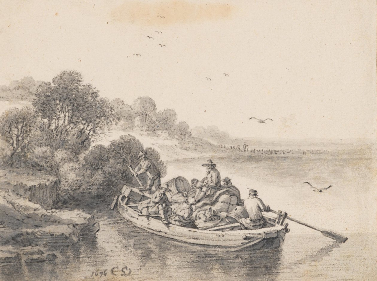 Un traghetto pesantemente carico da Cornelis Saftleven