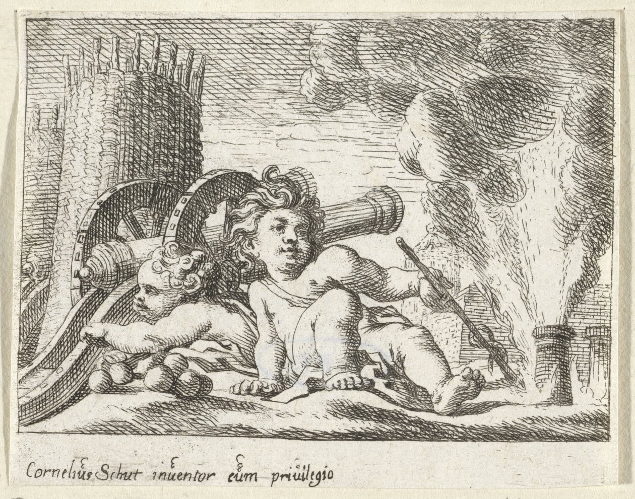 Due bambini con cannoni da Cornelis Schut (I)