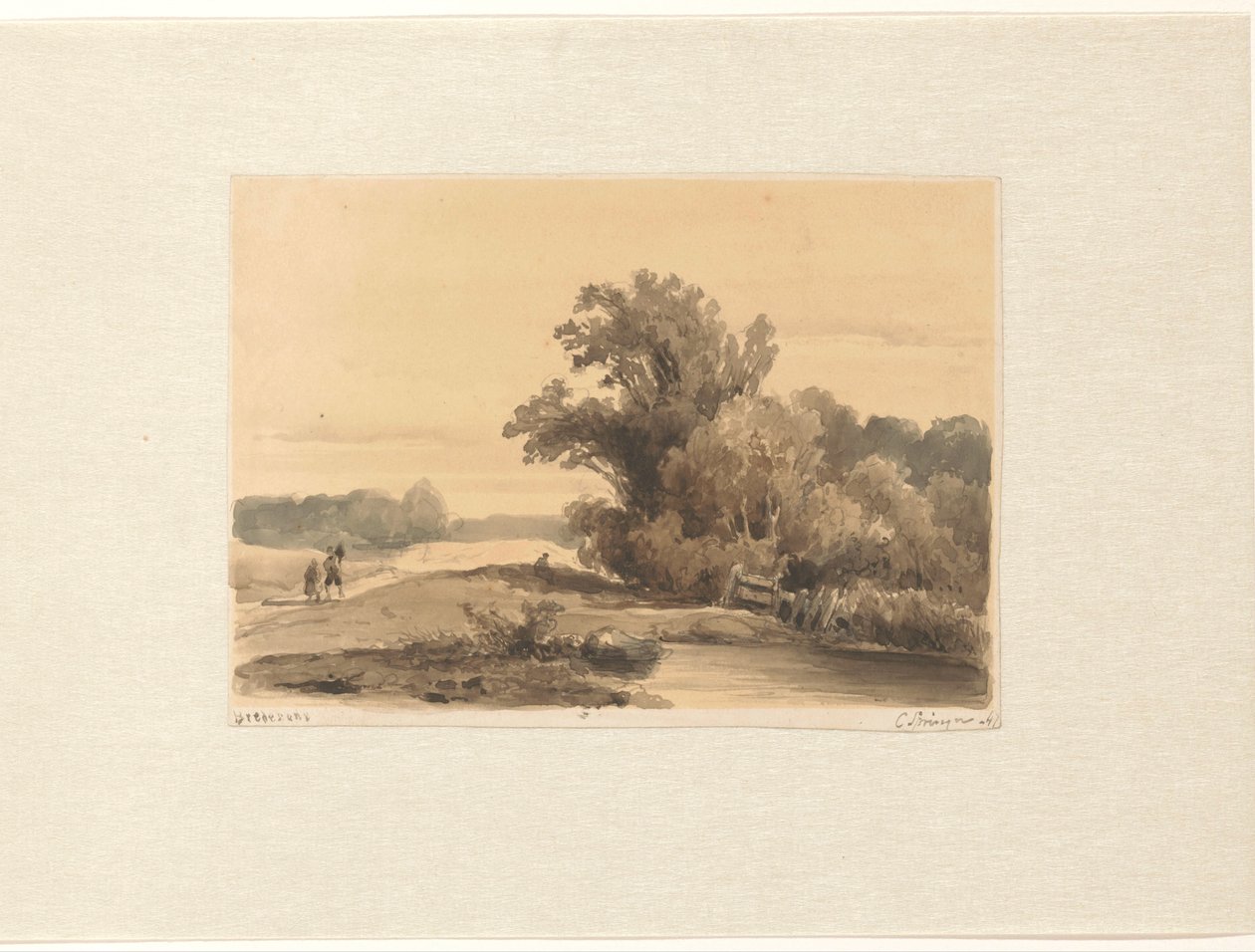 Paesaggio vicino a Brederode con escursionisti su un sentiero da Cornelis Springer