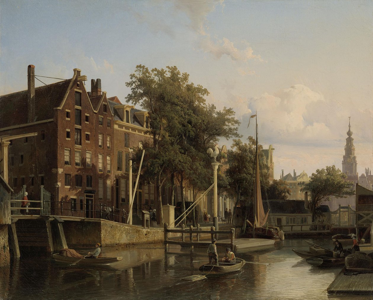 Veduta urbana della Geldersekade presso il Nieuwmarkt da Cornelis Springer
