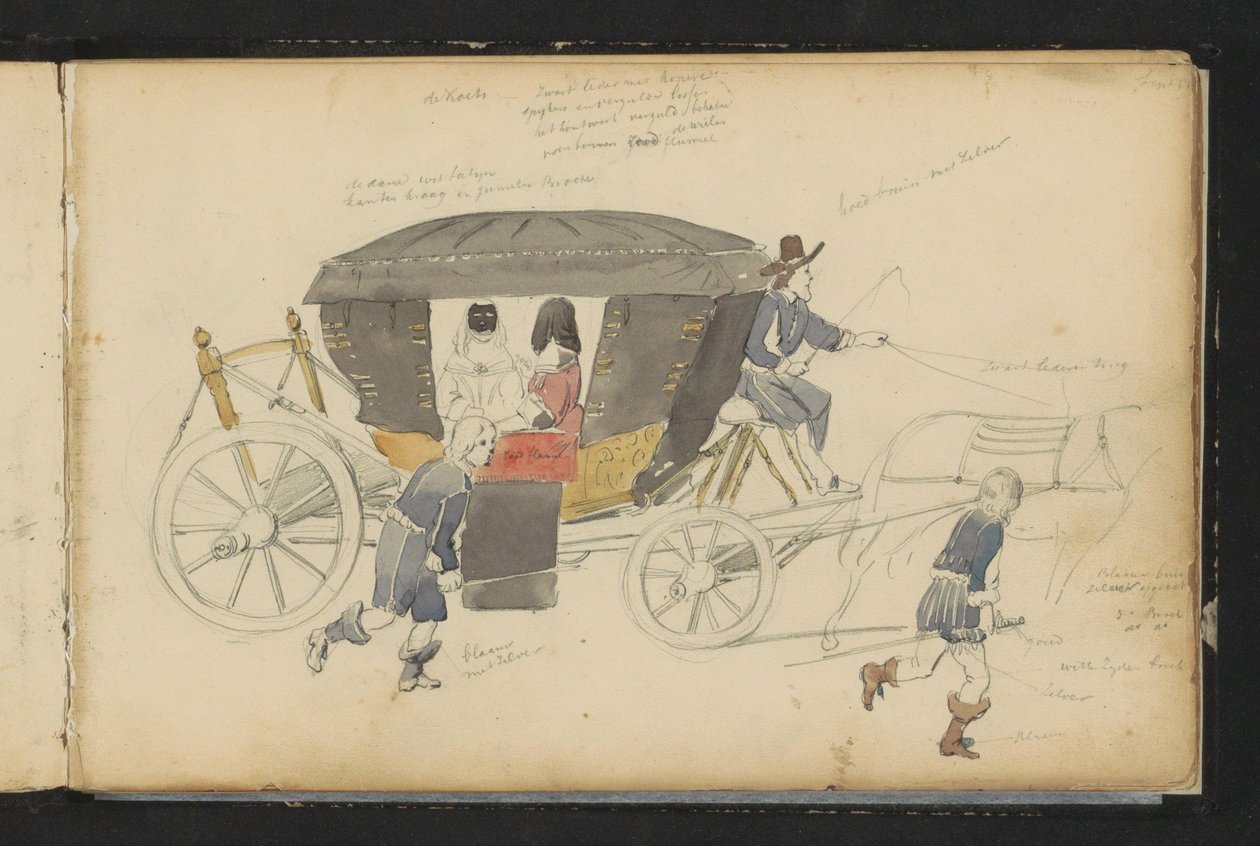 Due donne in una carrozza da Cornelis Springer