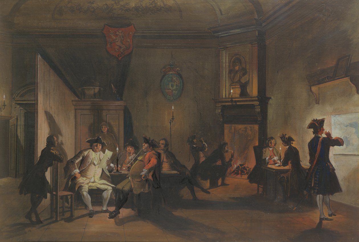 Interno con ufficiali militari da Cornelis Troost