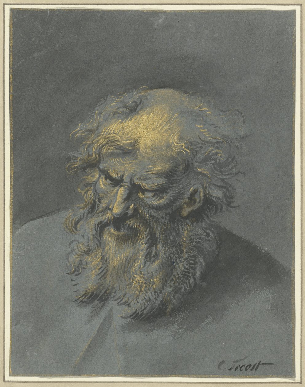Testa di un vecchio con barba (un apostolo o filosofo) da Cornelis Troost