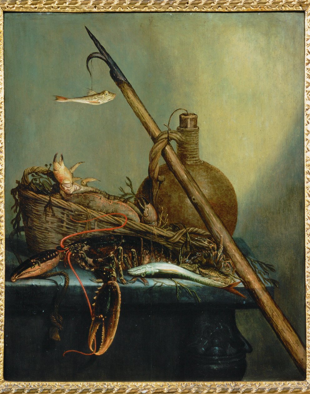 Natura morta con brocca, crostacei e pesci (dipinto su tela) da Cornelis Verbeeck