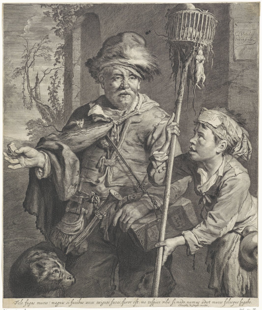 Il pifferaio magico con il suo aiutante da Cornelis Visscher (II)