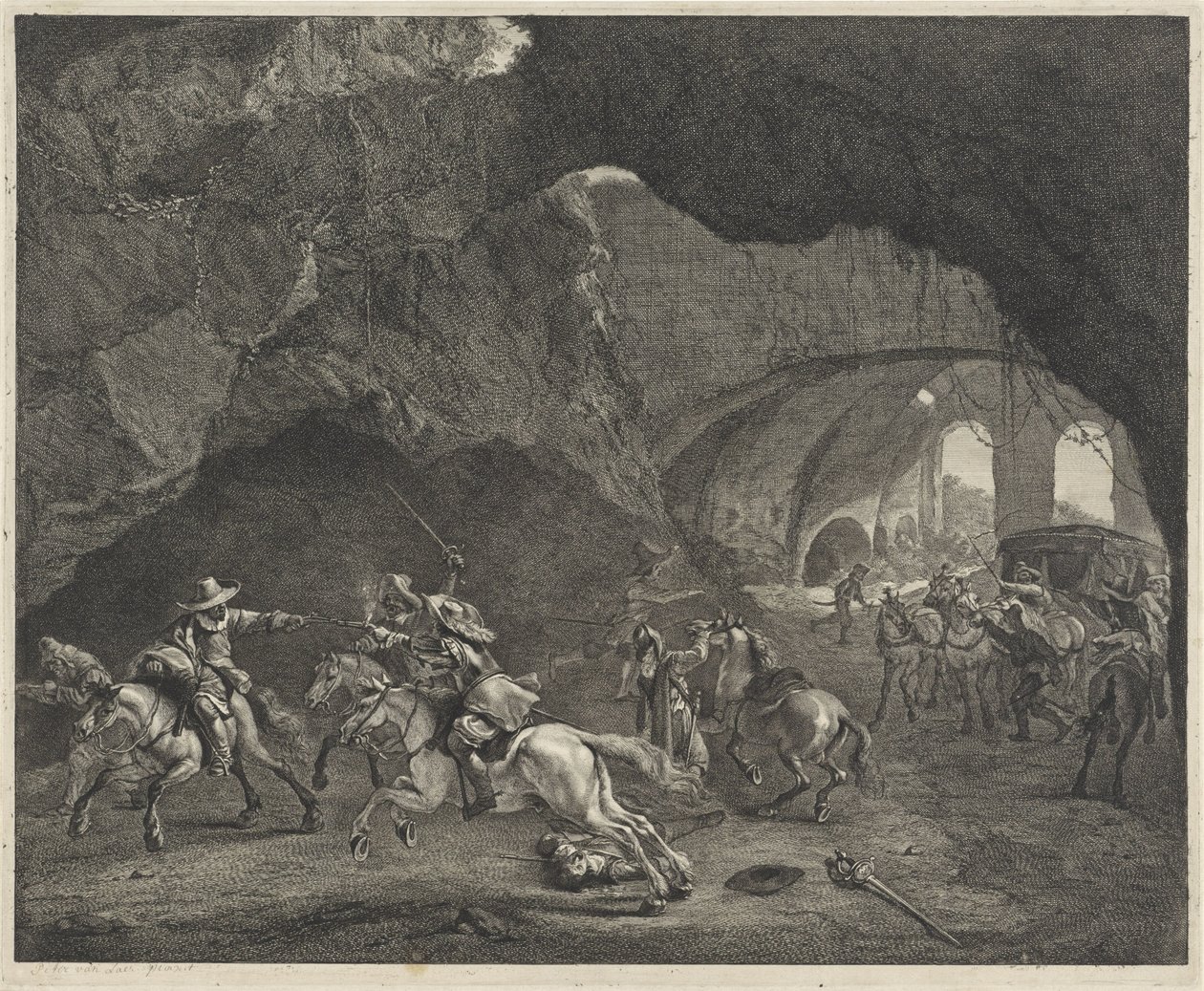 Colpo di pistola durante una rapina da Cornelis Visscher (II)