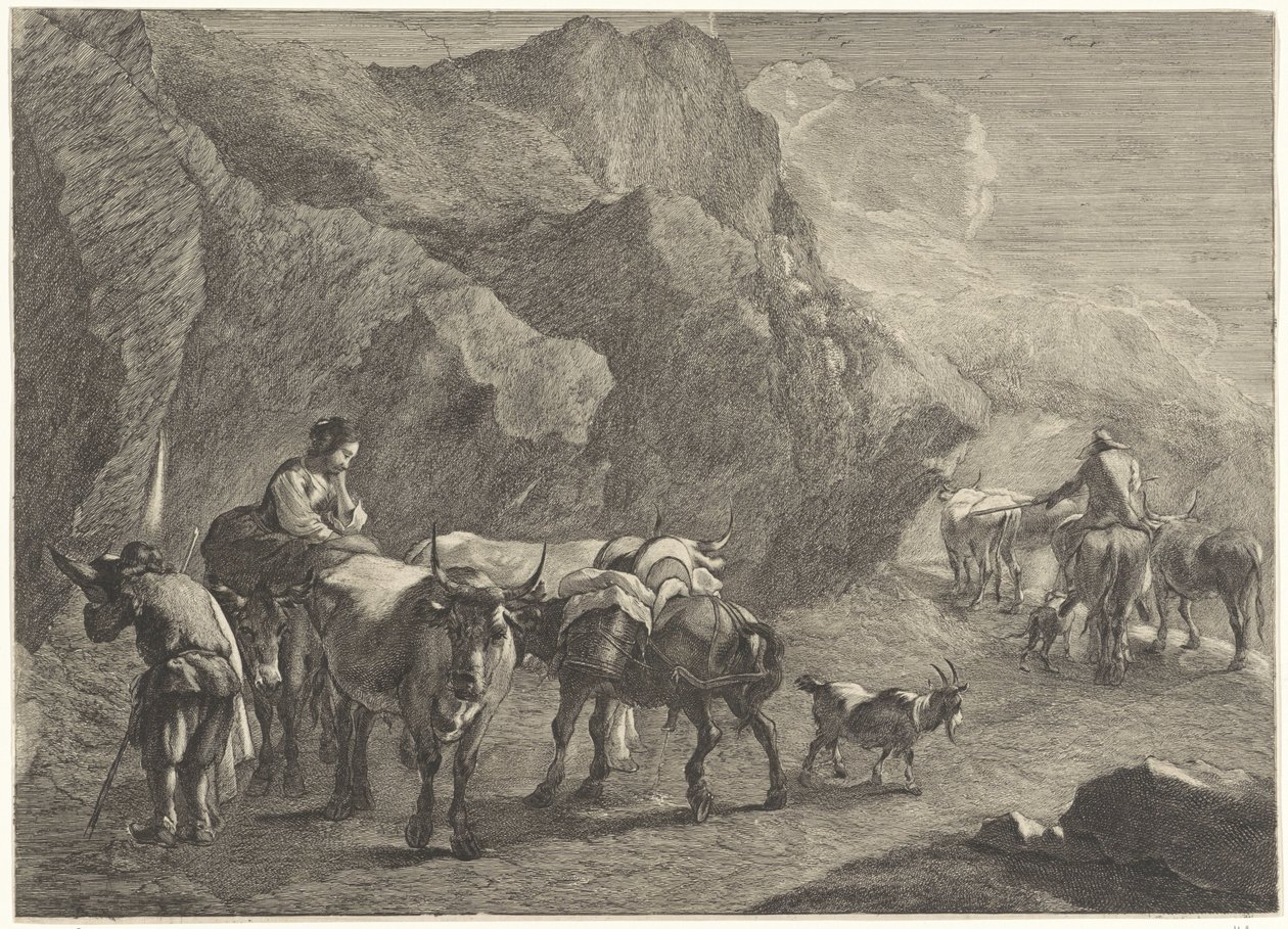 Paesaggio roccioso con pastori da Cornelis Visscher (II)