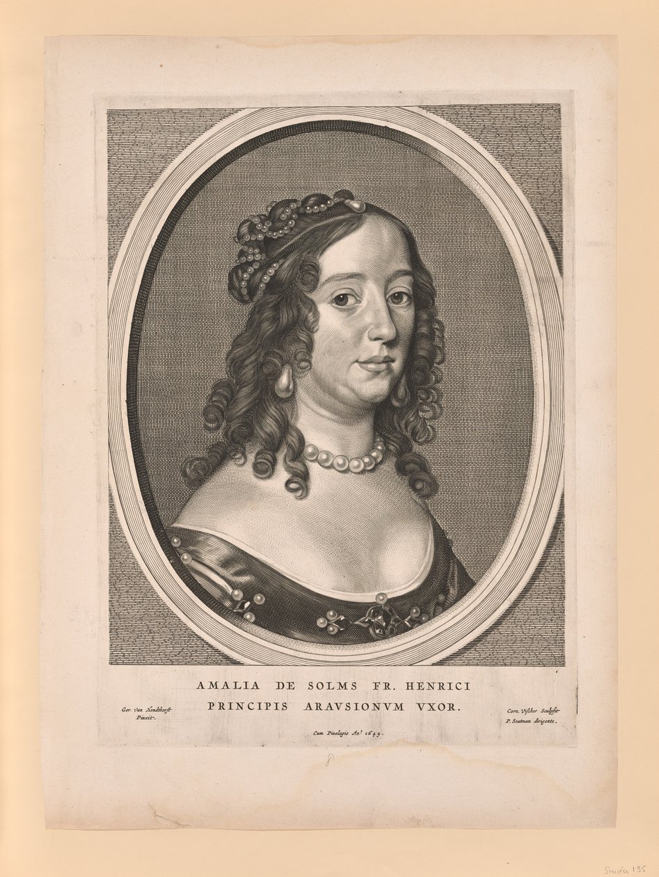 Amalia van Solms, moglie di Frederick Henry, da Nove ritratti da Cornelis Visscher