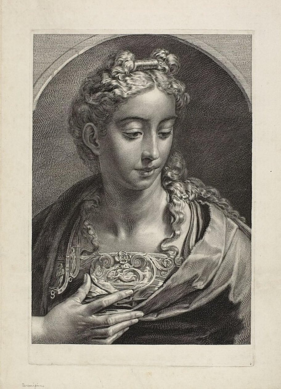 Atena, da Cabinet Reynst; Variarum imaginum a celeberrimis artificibus pictarum Caelaturae (Cabinet Reynst: Incisioni di varie immagini dipinte da artisti famosi) da Cornelis Visscher