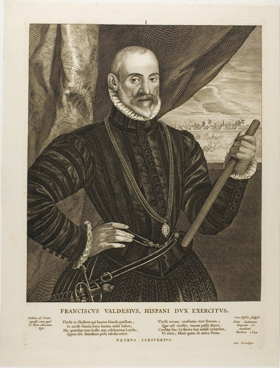 Francisco Valdes, comandante spagnolo, tavola 1 da Quatuor Personae da Cornelis Visscher