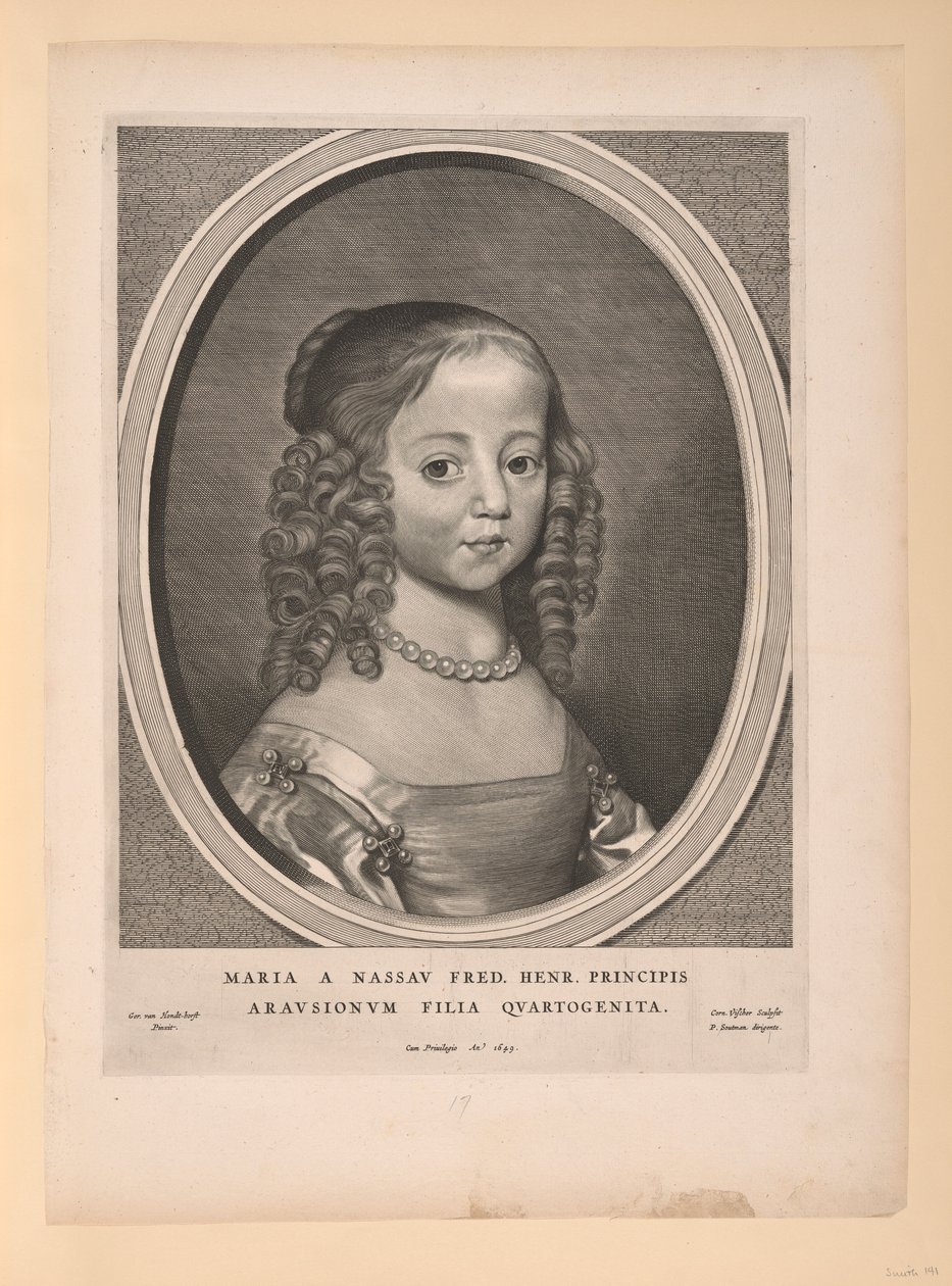 Maria, principessa di Orange Nassau, da Nove ritratti da Cornelis Visscher
